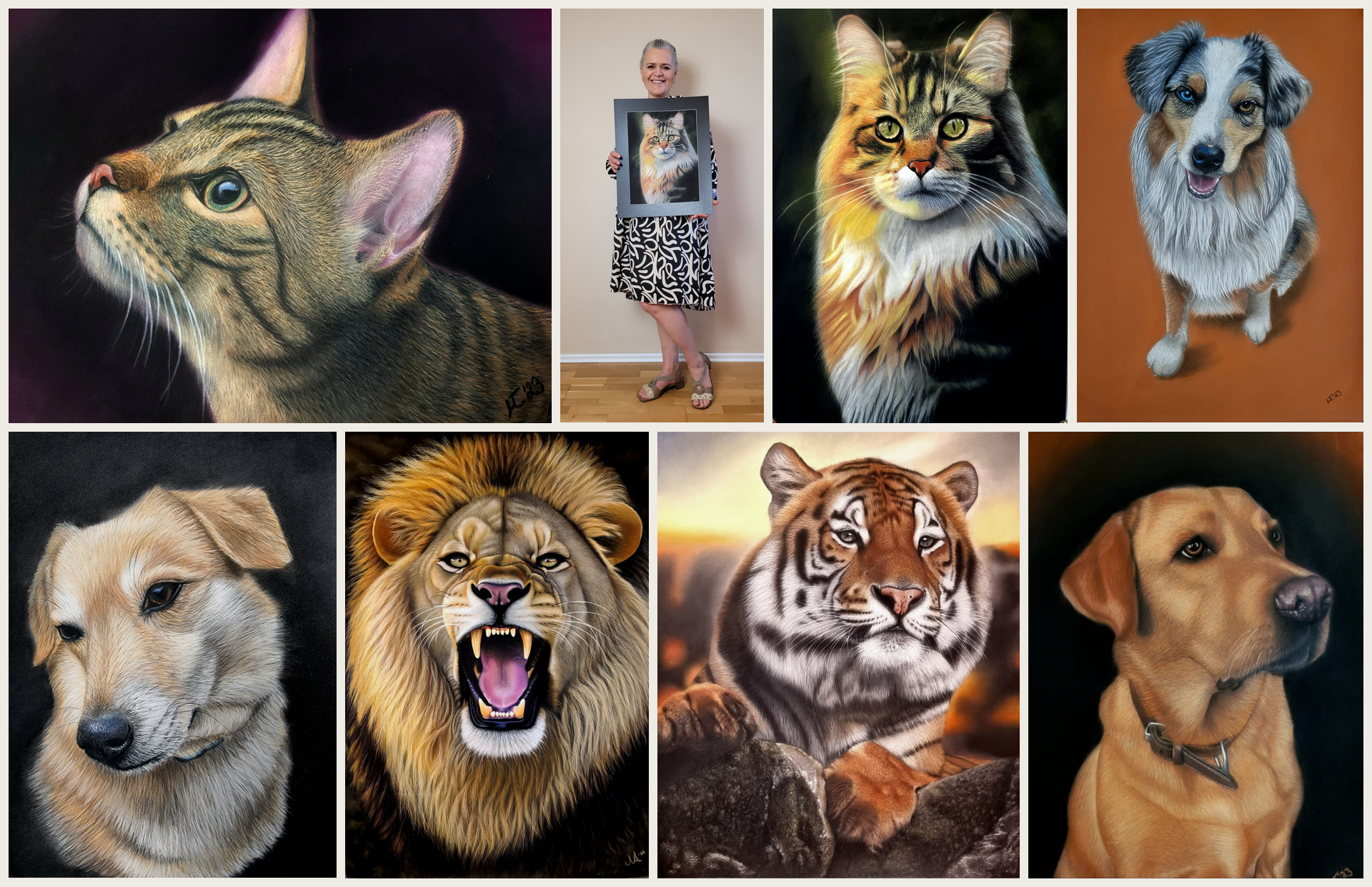 Das Atelier Artistique Das Atelier Artistique ist in Nordrhein-Westfalen zu Hause. Gegründet von Monique Artistique, verbindet es Künstlerinnen und Künstler vor Ort ebenso wie online. Allein in unserer Facebook-Gruppe kommen rund 2.500 Zeichenbegeisterte zusammen – zum Austausch, zum Mitlernen und um die Freude an der Kunst miteinander zu teilen. Unsere Onlinekurse begleiten dich Schritt für Schritt beim Pastellzeichnen – mit einem Schwerpunkt auf Tierporträts und Platz für weitere Motive. Du lernst in deinem Tempo und kannst dich in der kursbegleitenden Community austauschen. Die passenden Materialien für deine kreativen Ideen findest du in unserem Shop – von Monique persönlich ausgewählt und für dich zusammengestellt.
